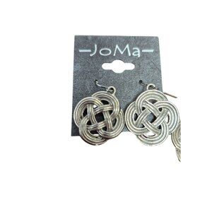 JoMa Womens Celtic Knot Pattern Earrings Silver Tone Made In USA